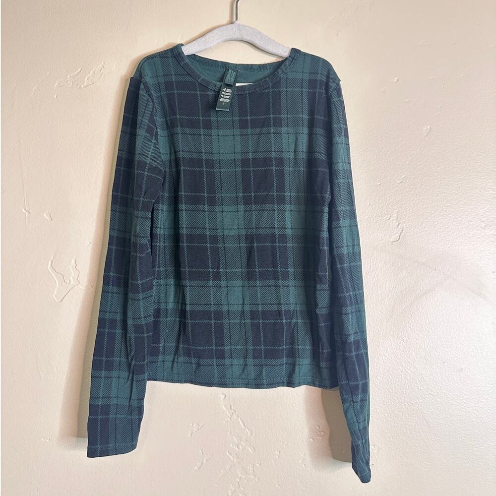 Skims Kids Plaid Long Sleeve Top Size 7